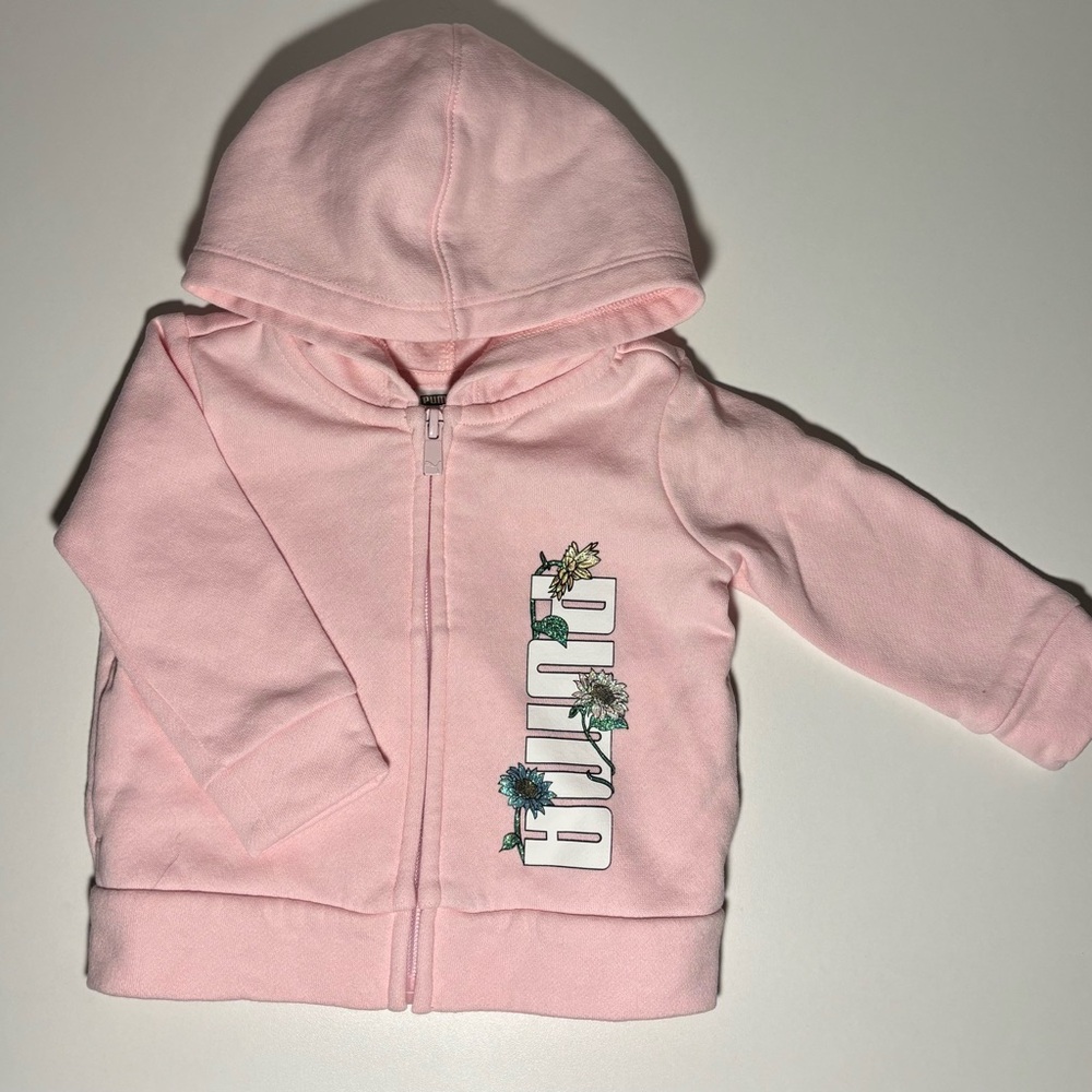 PUMA Kids Light Pink Zip-Up Hoodie